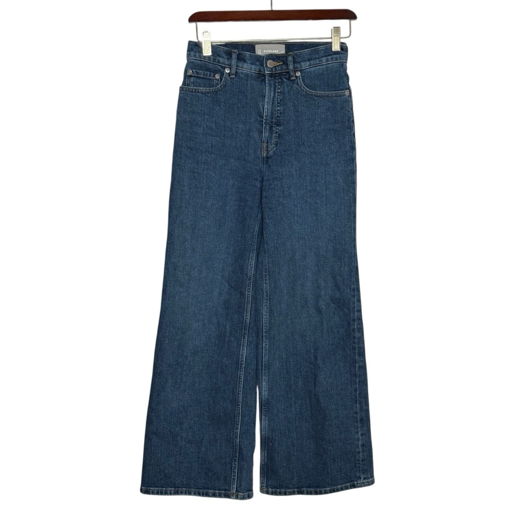Everlane Way High Sailor Jeans Wide Leg Crop Medium Wash 24 Capsule Minimalist